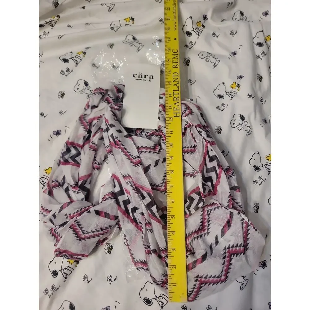 Cara New York Deep Pink Black White Design Scarf New Nwt